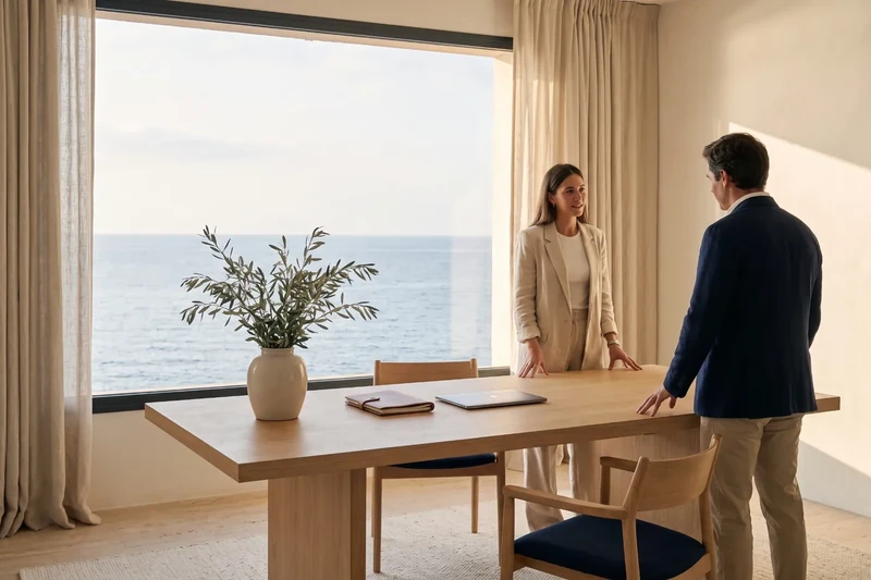 Real estate agency office with sea views