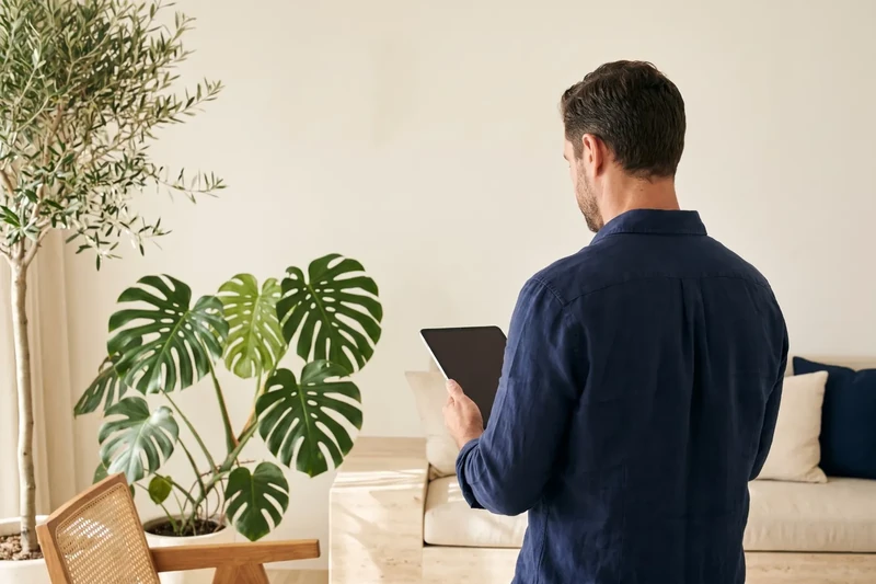 Consultant reviewing data on a tablet
