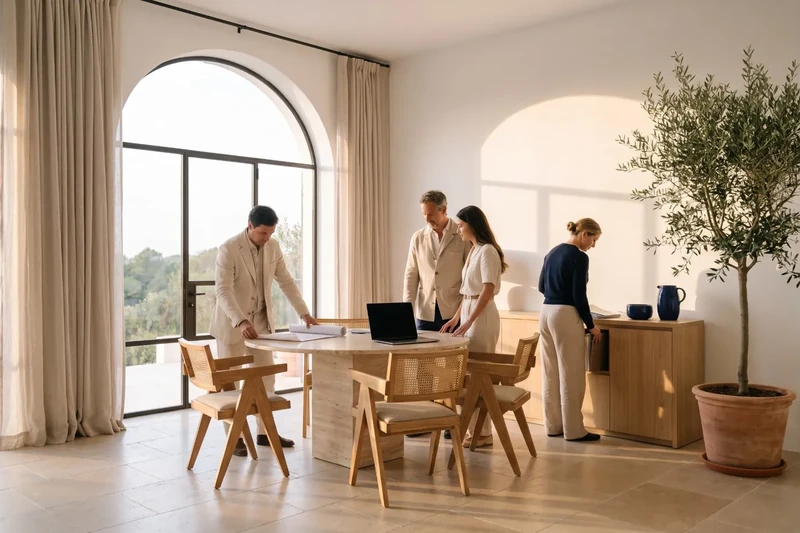 A real estate agency's office at the end of the day