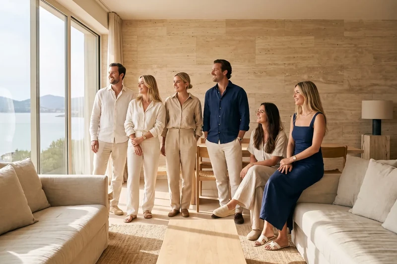 Real estate agency team in their bright office