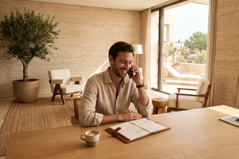 Agent calling a client with a follow-up notebook