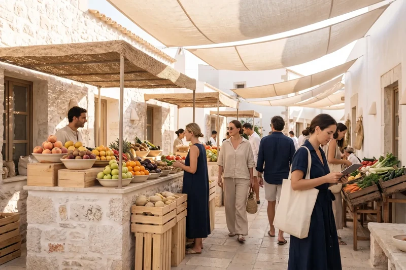Mercat de barri amb parades de fruita