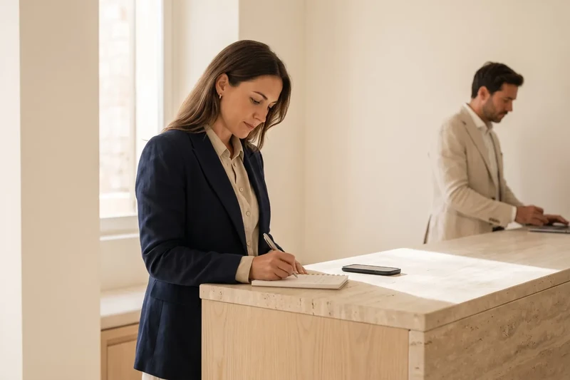 Agent anotant una visita en una agenda de paper