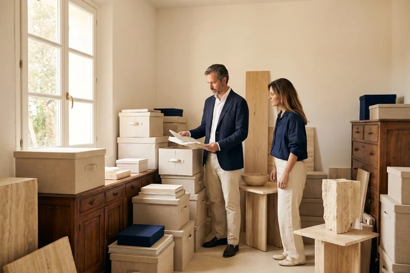 Cluttered storeroom with boxes piled up