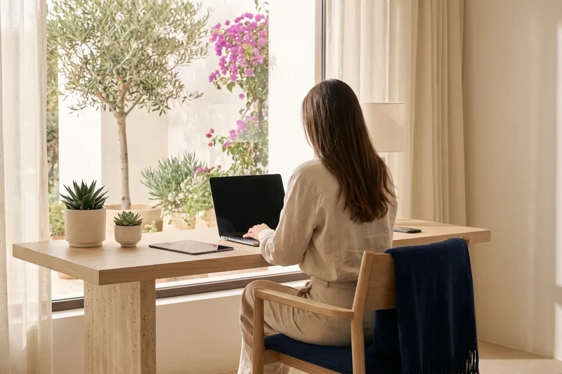Professional treballant a la web de la seva immobiliària