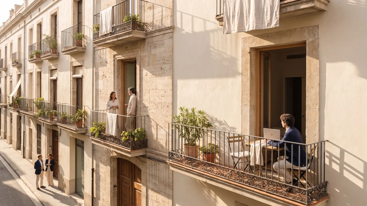 Classic residential building on a street in Mataró